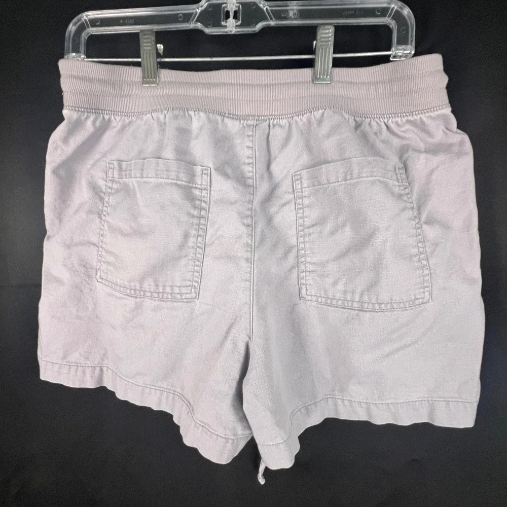 Gap Womens Light Grey Linen Blend Pull On Drawstring Utility Shorts Size Small